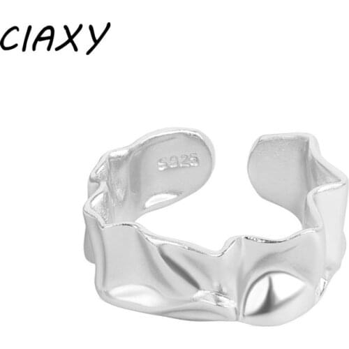 CIAXY 925 Sterling Silver Irregular Bump Texture Rings for Women Aesthetic Design Opening Ring Ins Tide Jewelry