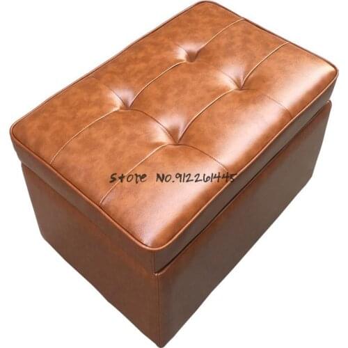 Leather stool storage stool door shoe stool living room household sofa stool foot stool shoe stool leather storage stool