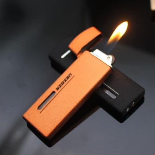 Visible Gas Window Creative Mini Ultra Thin Portable Inflatable Grinding Wheel Open Flame Lighter Cigarette Accessories