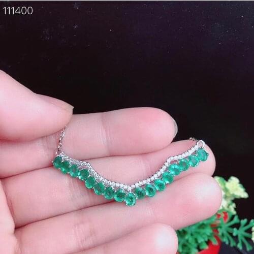 100% Natural and Real New Arrival Emerald Pendant Fahsion Necklace 925 Sterling Silver For Men or Women