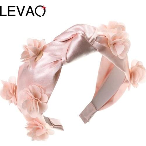 LEVAO Sweet Flower Knotted Head Hoop Floral Women Headband Non-slip Hair Hoop For Girls Women Knotted Hair Accessories