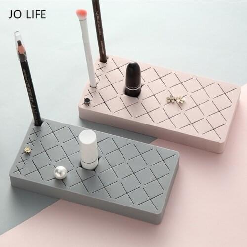 JO LIFE Lipstick Storage Rack Silicone 24Grid Makeup Pen Toothbrush Holder Boite De Rangement Cosmetic Organizer Rack