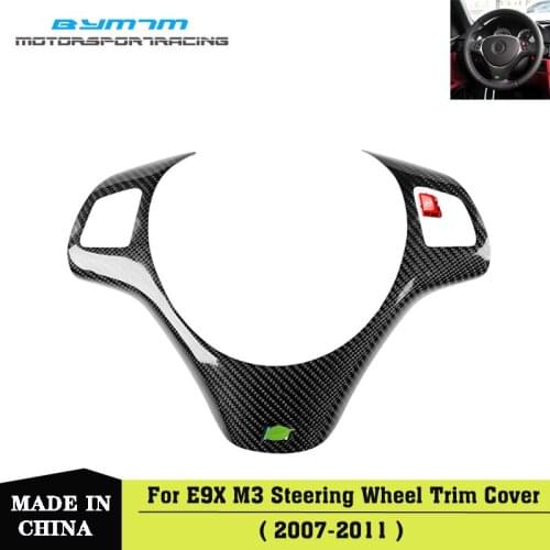 Real Carbon fiber Carbon Fiber Steering Wheel Trim Cover M Key For BMW 3 Series E90 M3 E92 M3
