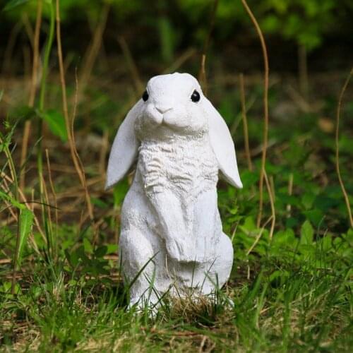 Courtyard Resin Rabbit Sculpture Garden Decoration Crafts Animal Statues White Gray Artificial Bugs Bunny