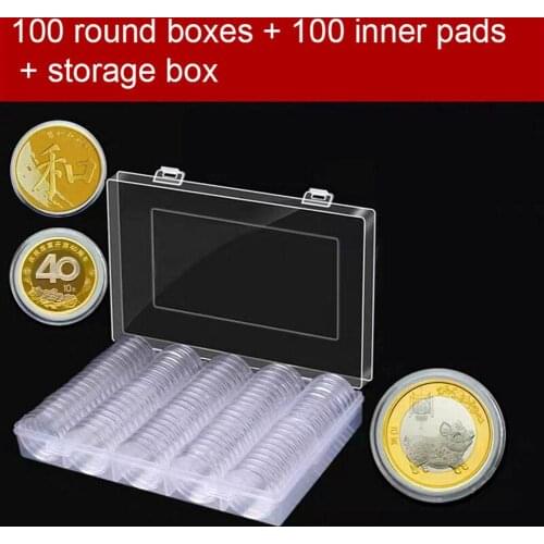 100Pcs 19/20/22.25/25/27/30mm Coin Capsules Case Collector Clear Round Coin Holder Protector Box for Coin Collection