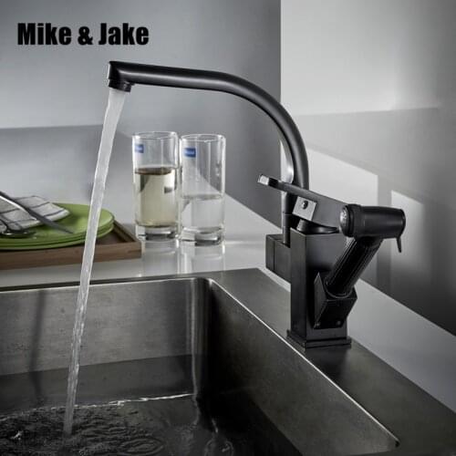 Black kitchen faucet oil brush black Finished Pull Out Spring Kitchen tap Swivel Spout Vessel Sinkhot and cold Mixer Tap MJ165B