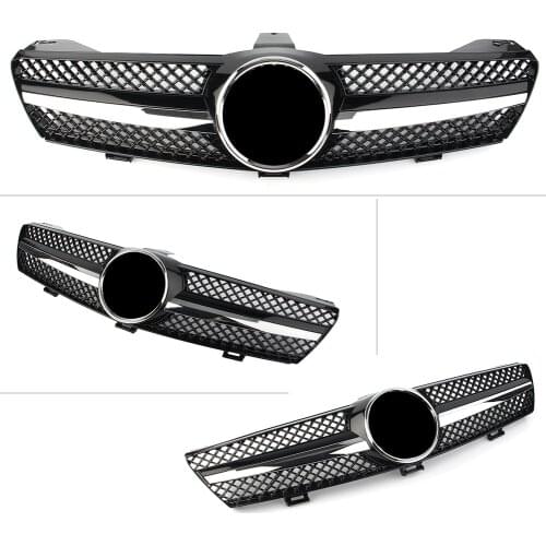 Car Front Bumper Grille ABS Upper Mesh Grill For Mercedes Benz W219 CLS500 SLS600 CLS Class 2004 2005 2006 2007 Chrome Black