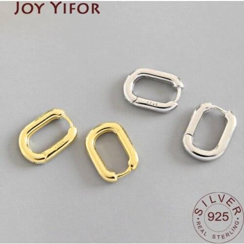 Minimalist 925 Sterling Silver Stud Earrings Vintage Geometric Ellipse Handmade Earrings Party Accessories Jewelry Gift