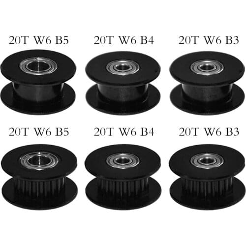GT2 Idler Timing Pulley 16/20 Tooth Wheel Bore 3/5mm Aluminium Gear Teeth Width 6mm 3D Printers Parts For Reprap Part