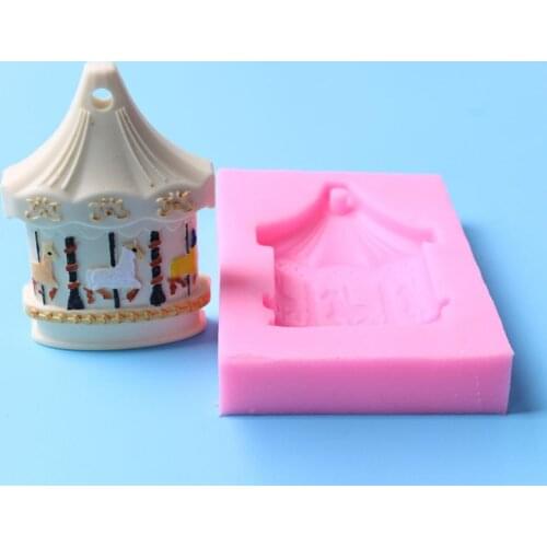 3D Carousel Horse Silicone Candle Mold Clay Soap Molds Fondant Cake Decorating Tools Cupcake Chocolate Baking Mold