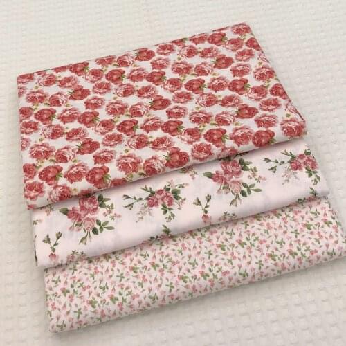 Pretty Rose Flower Printed 100% Cotton Fabric Floral Fabric Patchwork Textile Baby Cloth Dress Apparel Quliting Decoration