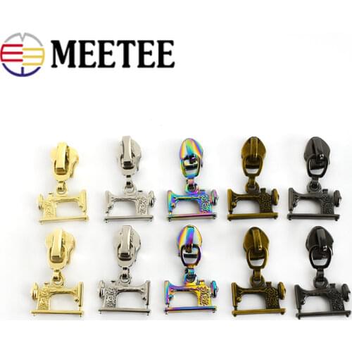 Meetee 10pcs 3# 5# Zipper Sliders for Metal Nylon Resin Zips Garment Repair Zip Head DIY Jacket Sew Zippers Slider Puller Kits
