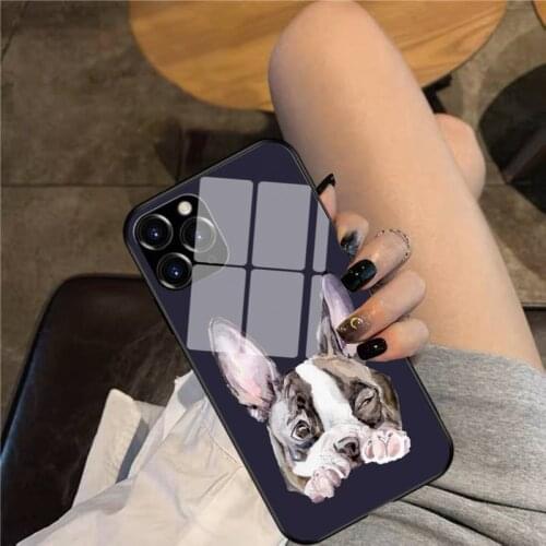 Boston Terrier Puppy Phone Case Glass Phone Case For iphone 12 11 Pro Max XS XR X 8 7 Plus SE2 Case