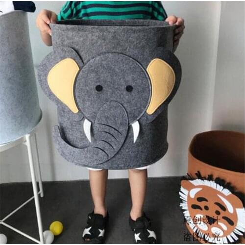 Felt Animal Tiger Storage Bag For Kids Toys Clothes Lion Elephant Thick Felt Storage Bag Handmade Storage Big Size Room Decor