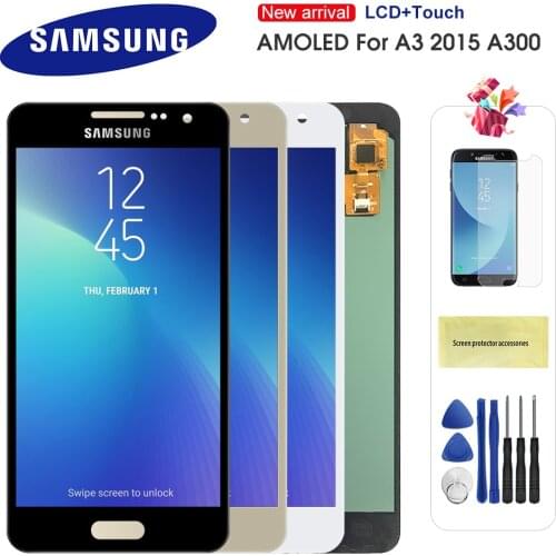 Super AMOLED For Samsung Galaxy A3 2015 A300 LCD A300H A300F A300FU Display Touch Screen Digitizer Replacement Parts For A3 LCD