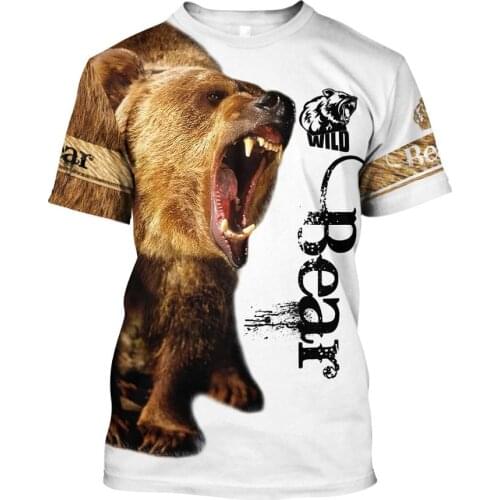 Tessffel Animal Hunter Bear Hunting Wild Beast Art NewFashion 3DPrint Summer Unisex Tee Shorts Sleeves T-Shirts Mens/Womens A-3
