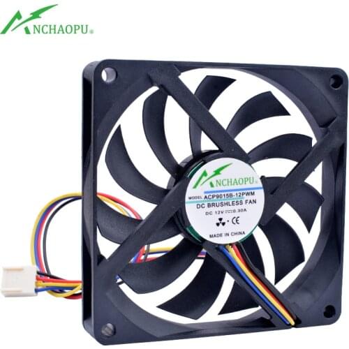 ANCHAOPU 9015 9cm 92mm fan 92x92x15mm DC12V 0.30A Double ball bearing 4 lines PWM speed control Thin cooling fan for chassis CPU