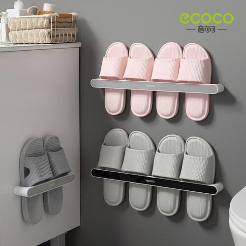 Slipper Rack Towel Hanger Wall-Mounted Shoes Storage Rack Punch Free Slippers Holder