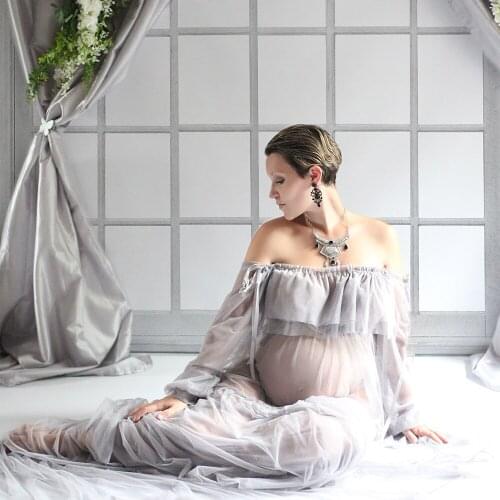 High Quality Sexy Maternity Photography Props Maxi Pregnancy Gown Mesh Women Clothing Dresses Photo Shooting Baby Shower Gift
