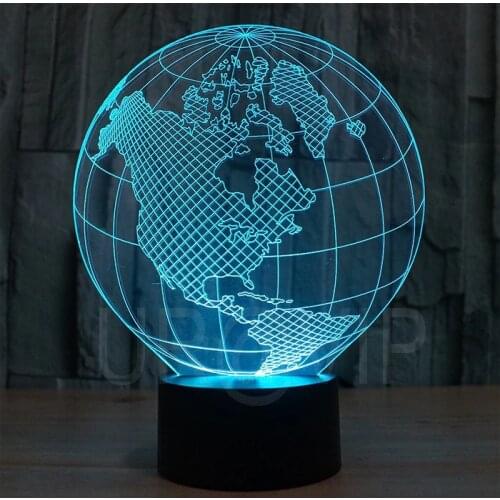 YJM-2818 3D LED Lamp Earth Shape Globe Shape Art Sculpture Lights in Colors 3D Optical Illusion Lights