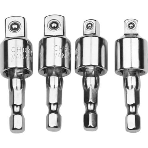 1/4'' 3/8'' Stainless Steel Wrench Socket Adapter Drill Bits Set 360 Rotate Square Head Hex Shank Impact Driver Tools