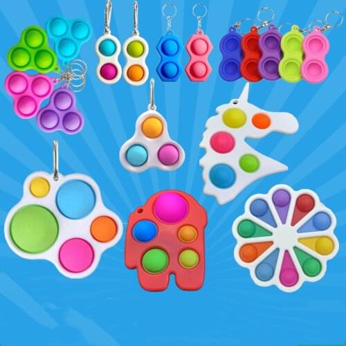 100pcs/lot Silicone Keychain Decompression Toy Party Favors Finger Press Bubble Music Simple Decompression Toy