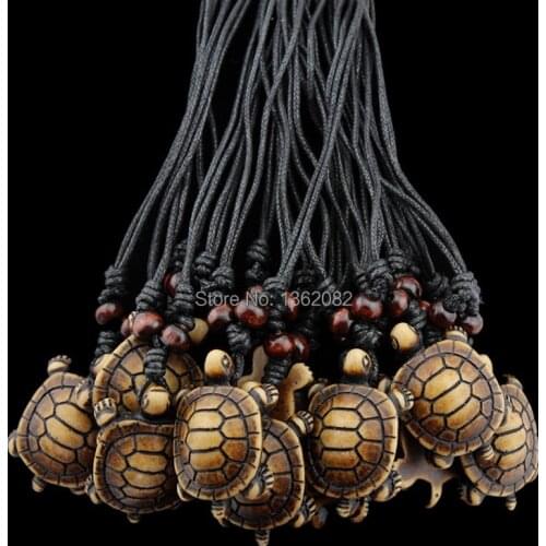 Lot Wholesale 12 PCS Yak Bone Powder Carving Tribal Style Lovely Sea Turtles Pendant Necklace Gift MN262