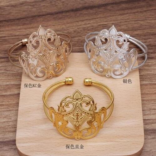 20pcs 62x24mm Ancient Filigree Sheet Blank Bangle Base Findings Adjustable Cuff Bracelet Tray Bezels Settings For Jewelry Making