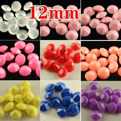 200pcs 12mm round solid candy acrylic Glitter Crystal Acrylic Rhinestones Applique Trim Flatback Design Stones For 3D Nails Art