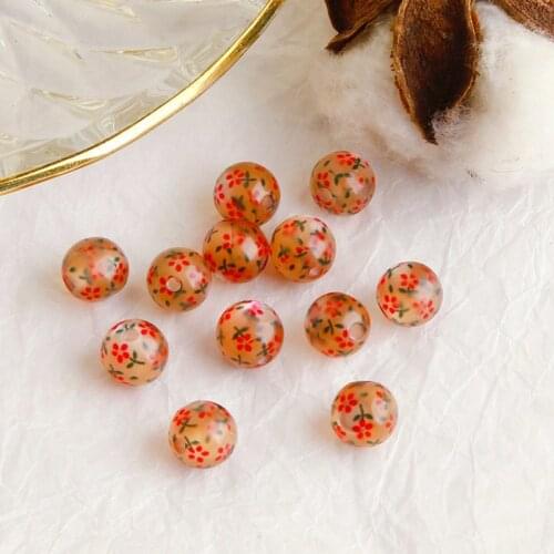5Pcs 10MM Acrylic Vintage Little Flower Beads For DIY Making Earrings Necklace Loose Beads Jewelry Accessories