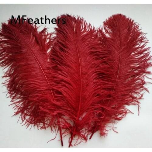 50 Pcs 50-55CM Burgundy Dyed Ostrich Feathers DIY Jewelry Crafts Making Wedding Christmas Party Accessories Wedding Decorations