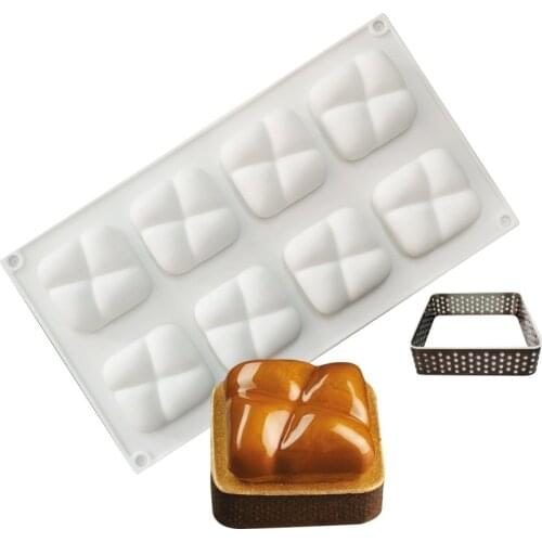 8 Holes Mousse Mold Silicone Mold Stone Tower Cake Set Square Tower Ring Dessert Ice Pudding Cake Molds for Decorating Tools