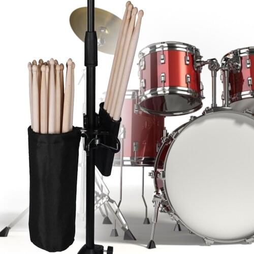 Drumstick Holder for Drum Set Clamp on Drum Stick Storage Bag Large Capacity Cloth Clip on Drumsticks Container up to 16 Pairs