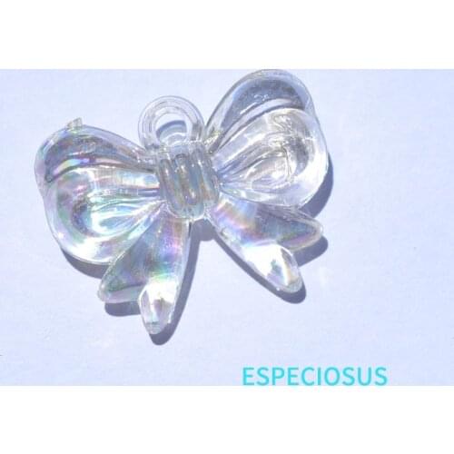 DIY Jewelry Fitting Accessories Transparent Acrylic Charms 30MM Multi Color Plated Cute Bowknots Pendants Necklace Departments