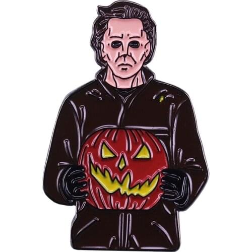 Halloween Michael Myers lapel pin murder mask Jack-o-lantern brooch horror movie fans collection
