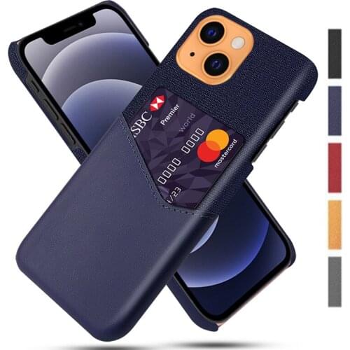 Case For iPhone 7 8 XR XS X 11 12 13 PRO MAX Mini SE 2020 Leather Fabric Card insertion Business Coque Phone Case Antiskid Cover