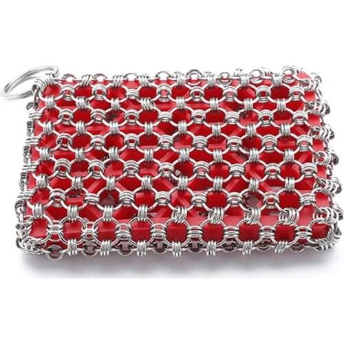 Cast Iron Frying Pan Cleaner 316 Stainless Steel Chain Armor Scrubber Built-in Silicone Cleaning Kitchen Utensils