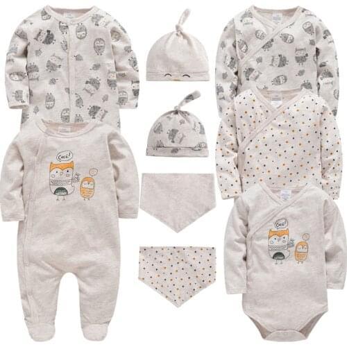 Honeyzone Toddler Kids Long Sleeves Romper Set Newborn Bebe Unisex Cotton Owl Pattern Jumpsuit for 0-12 Months