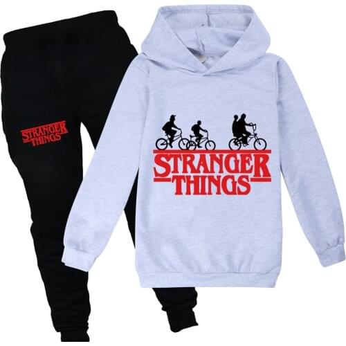 Stranger Things Childrens spring autumn hoodie pant set fashion print cotton boy long-sleeved suit girl sport clothes sets