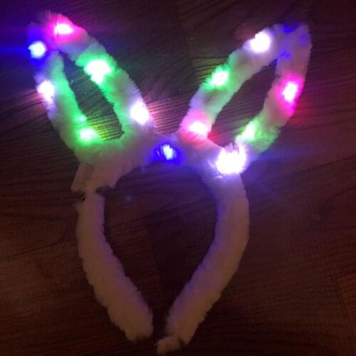 New long fluffy rabbit ear hoop 14 lamp LED string lamp luminous fluffy rabbit ear hoop scenic spot is popula