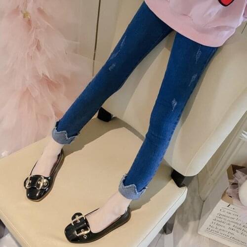 GirlS Jeans Spring and Autumn Trousers 2020 New Style Western Style CHILDRENS Trousers Elasticity Slim Fit Pants