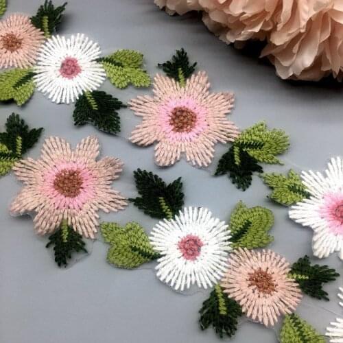 GXINUG 10 Yards Cotton Flower Soluble Wedding Lace Trim Knitting Embroidered Handmade Patchwork Ribbon Sewing Supplies Craft