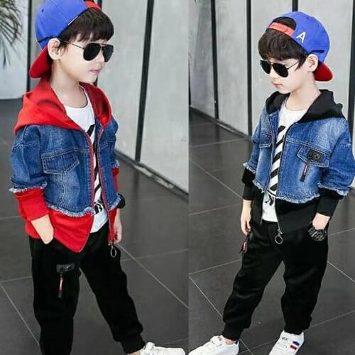 Hot Sale Children Spring Autumn Jackets Outwear Fashion Leisure Denim Hooded Coat Kids Clothes Tops Coat Two Colors 4-13 Year