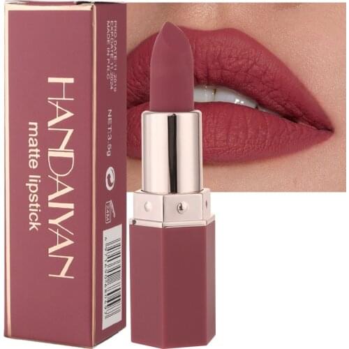 HANDAIYAN Matte Velvet Long-Lasting Nonstick cup Hexagonal Tube Red Lipstick Nude Lip Stick Wholesale Makeup Cosmetics