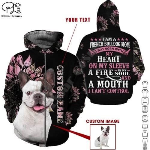 PLstar Cosmos Cute French Bulldog 3D Printed Animal Hoodies Sweatshirts Zip Hooded For Men And Women Casual Streetwear Style-F19