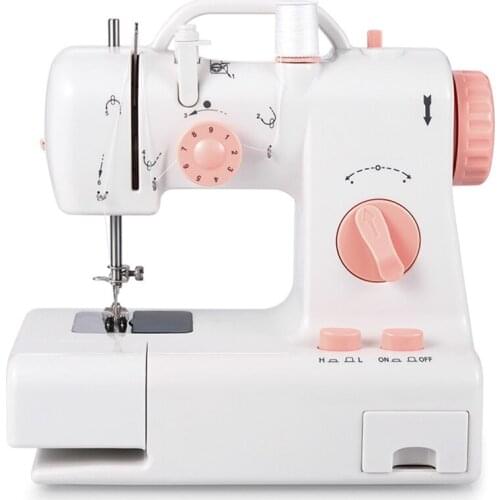 Mini Sewing Machine Built-In Light Mending Machine Dual Speed Double Thread Stitching Electric Pedal Sewing US Plug