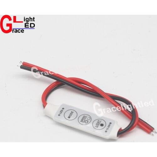 DC12V Mini 3 Keys Single Color LED Controller Brightness Dimmer,Flashing for 3528 5050 5630 5730 LED strip