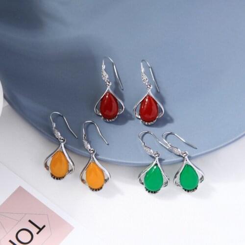 Fashion Cute Red/Yellow/Green Resin Water Drop Earrings For Women Handmade Crystal Cute Earring Birthday Wedding Gift Jewelry
