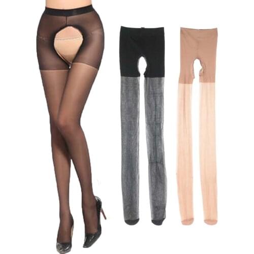 Fashion Sexy Girl Lace Design Lightweight Stretch Elastic Two Sides Open Pantyhose Crotch Ultra-thin Breathable Silk Stockings