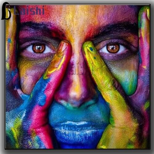 New Full Square Round Drill Color graffiti face Mosaic DIY Cross Stitch Diamond Painting Diamond Embroidery Portrait Decoration